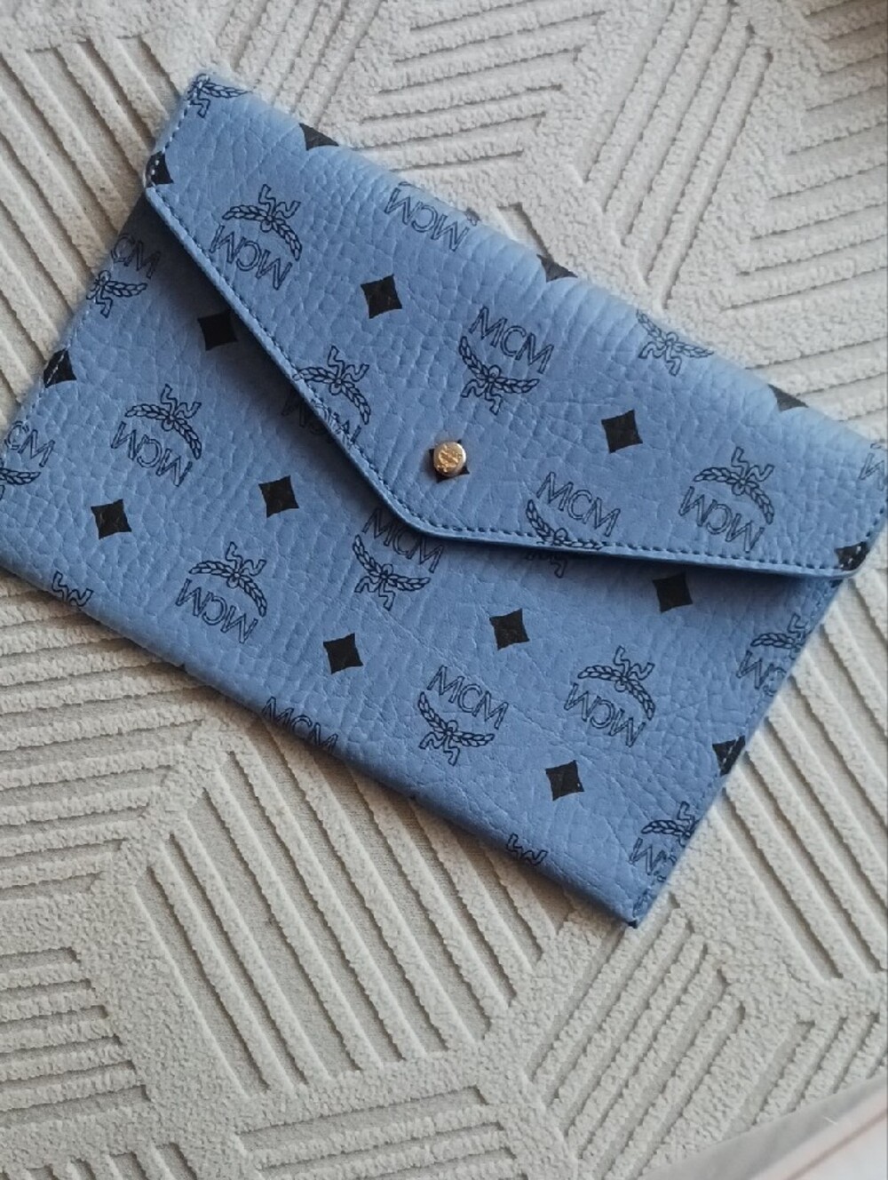 MCM Light Blue Monogram Envelope Wallet NWT Comes With MCM Box